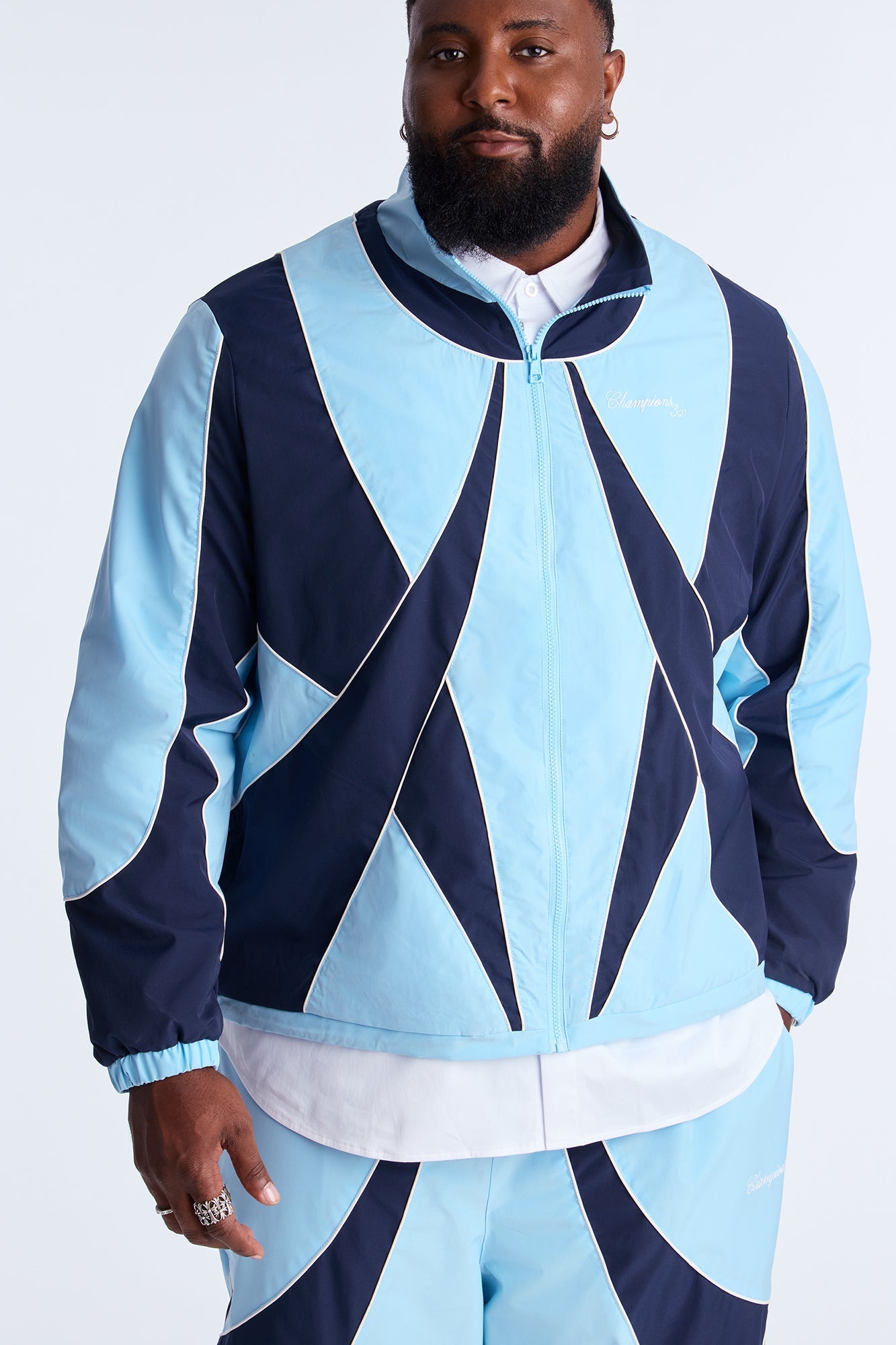 International Champions Color Blocked Windbreaker Jacket - Blue/combo