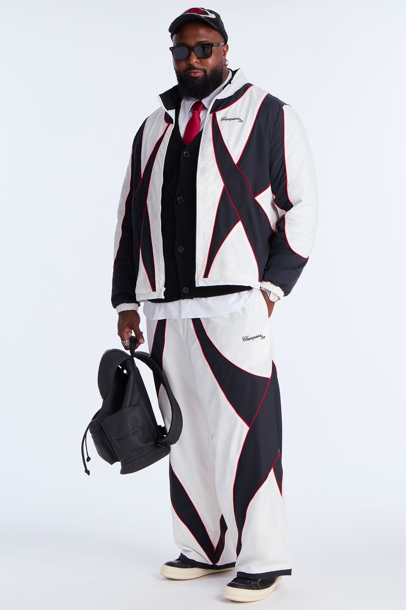 Baggy International Champions Color Blocked Track Pant - Black/White