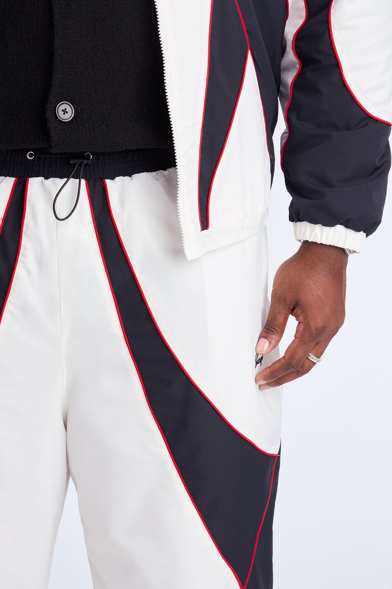 Baggy International Champions Color Blocked Track Pant - Black/White