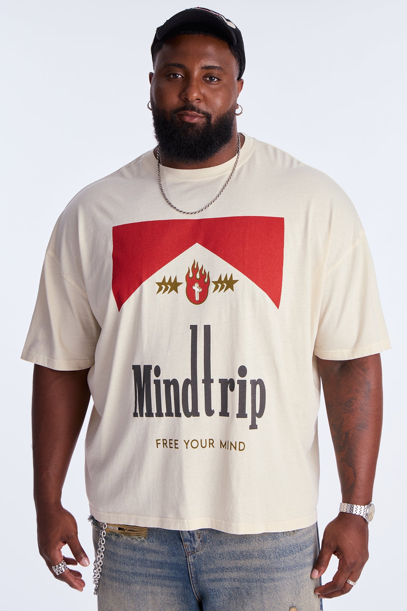 Mind Trip Oversized Short Sleeve Tee - Cream