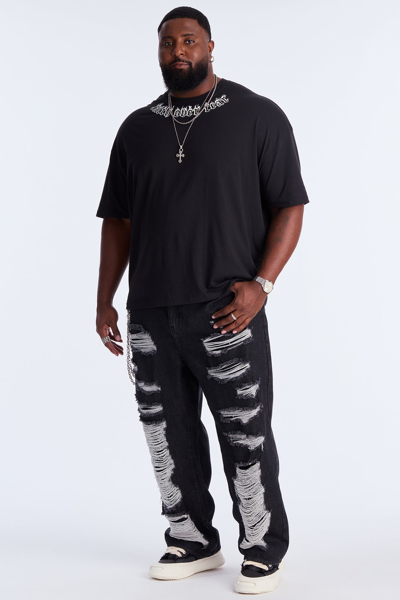 Fear Nothing Oversized Short Sleeve Tee - Black