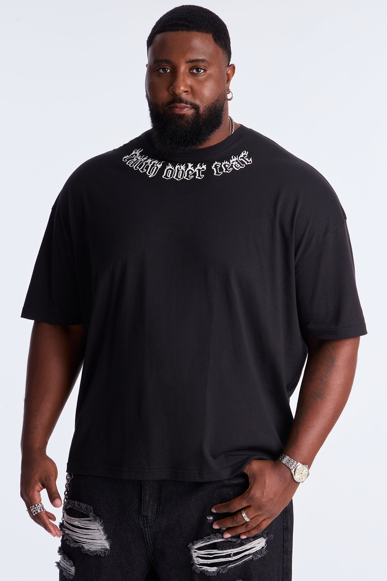 Fear Nothing Oversized Short Sleeve Tee - Black