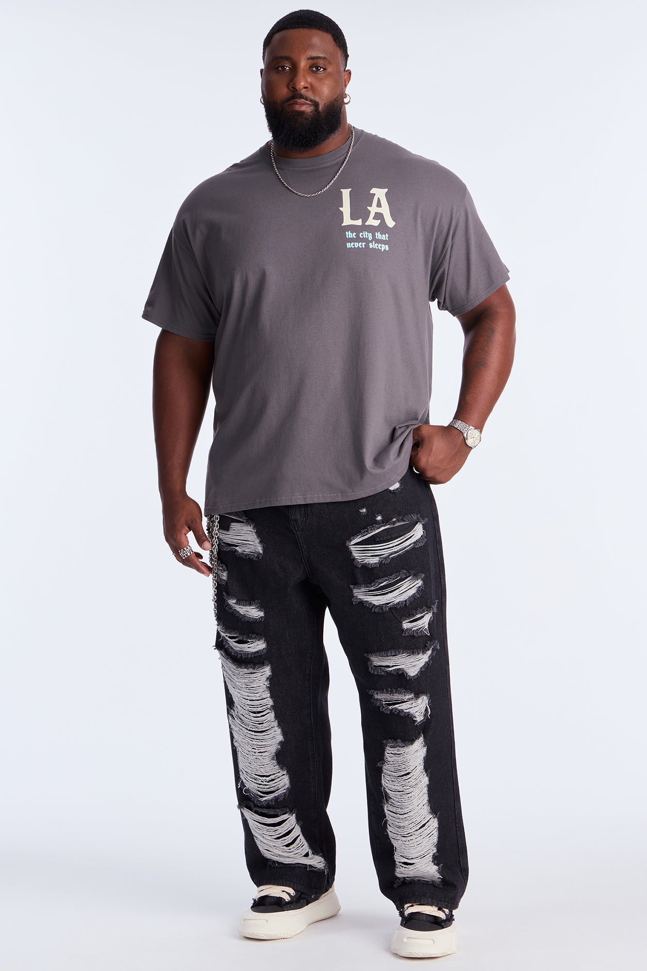 LA Never Sleeps Short Sleeve Tee - Charcoal