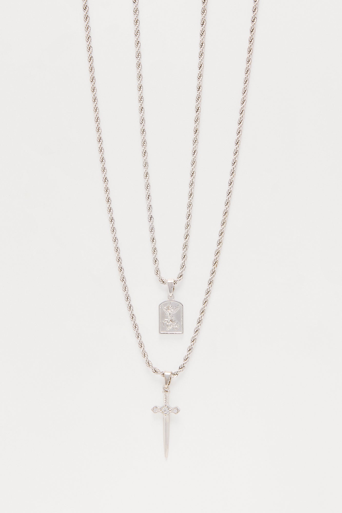 No Fear Pendant Necklace Set - Silver