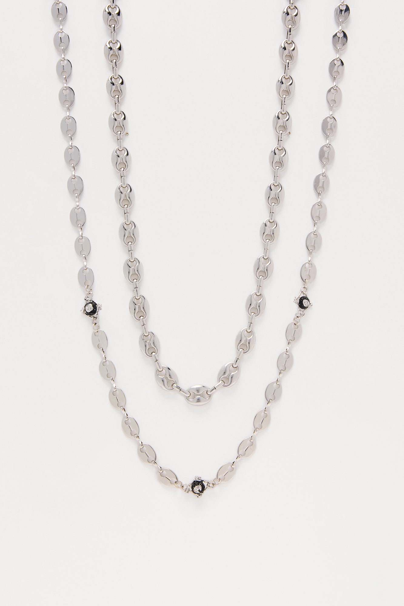 8 Ball Mariner Necklace Set - Silver
