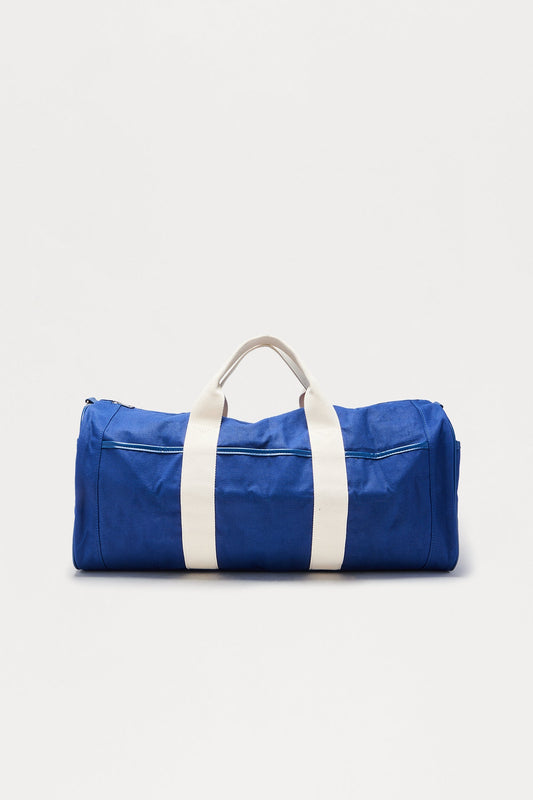 Varsity Canvas Barrel Duffle Bag - Navy