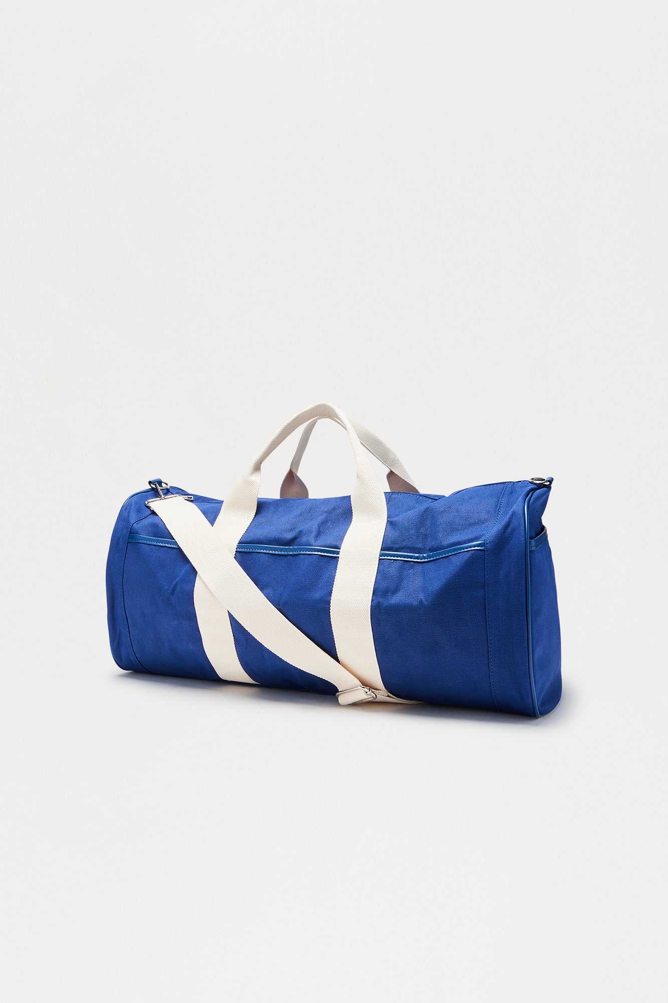 Varsity Canvas Barrel Duffle Bag - Navy