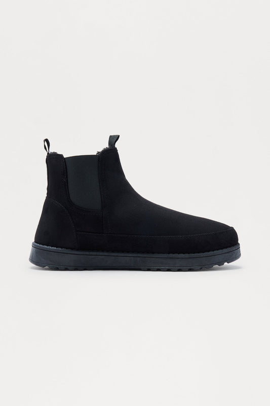 Faux Suede Chelsea Boot - Black