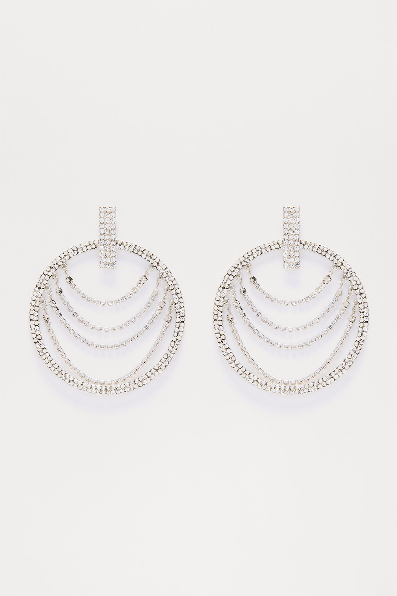 Glow Factor Rhinestone Drop Earrings - Silver