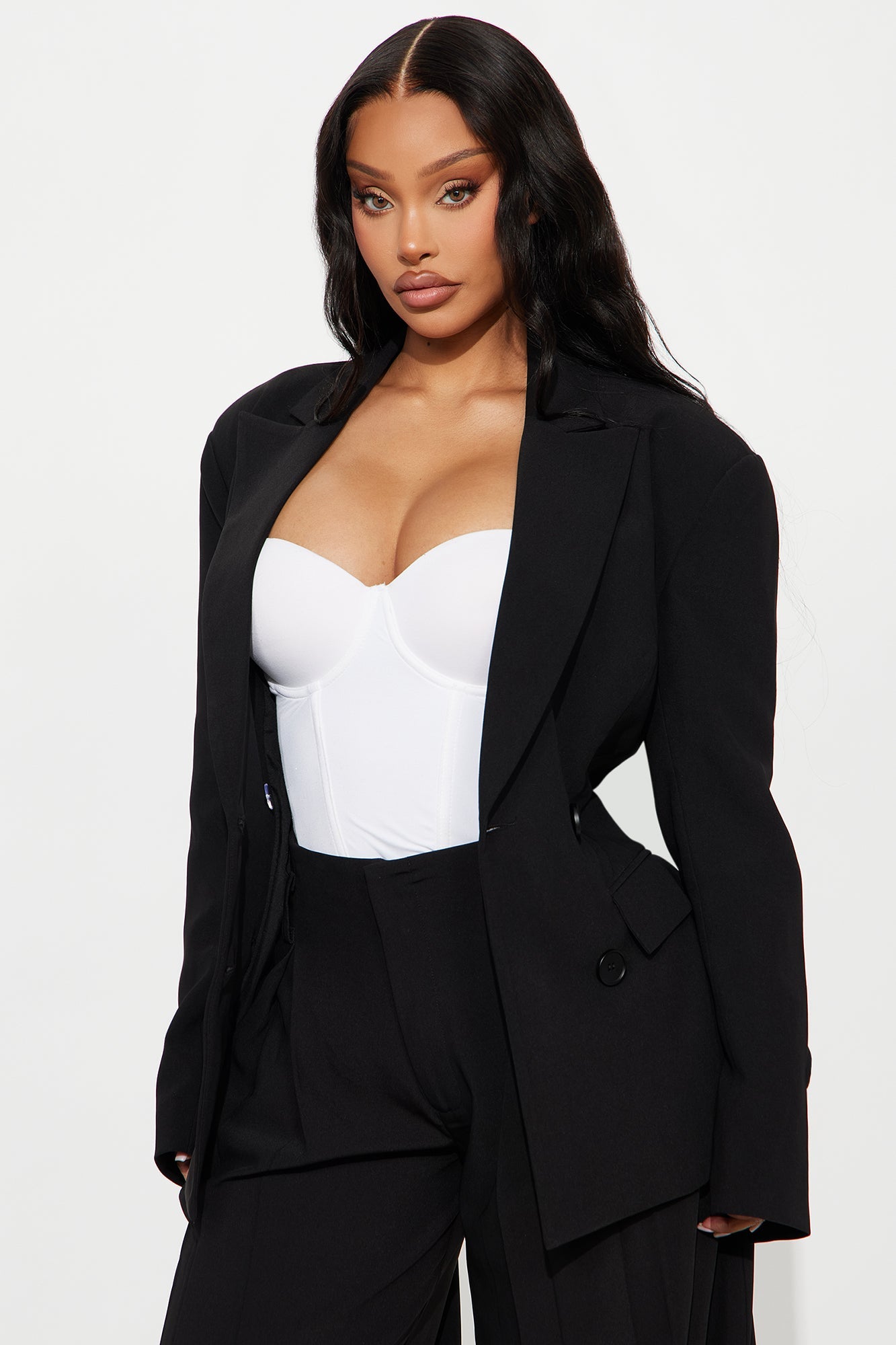 End Of Time Double Breasted Blazer - Black