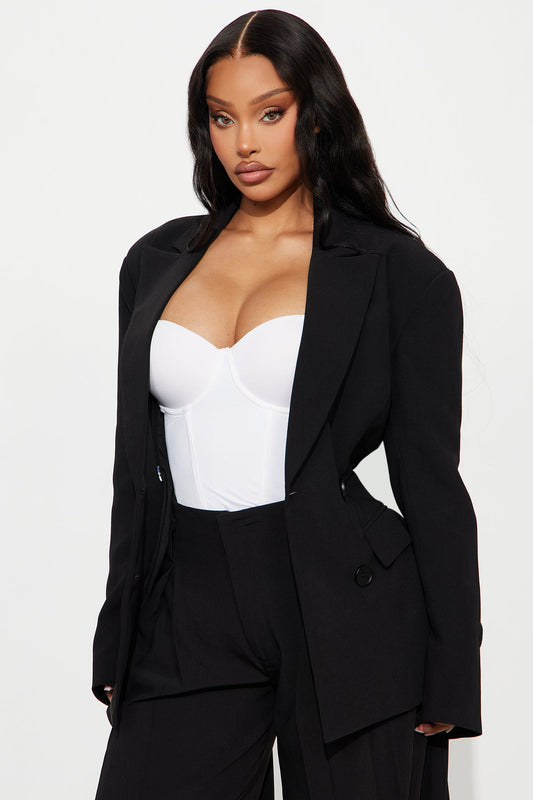End Of Time Double Breasted Blazer - Black