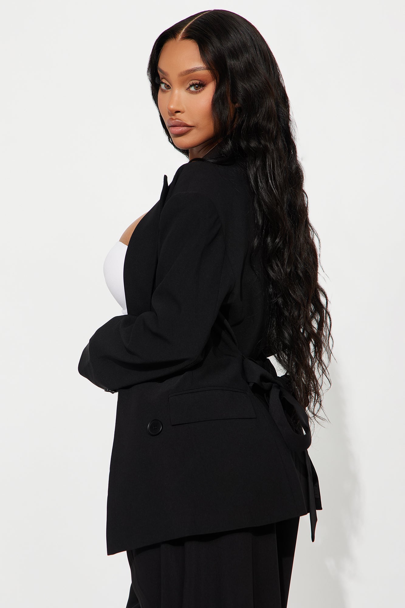 End Of Time Double Breasted Blazer - Black