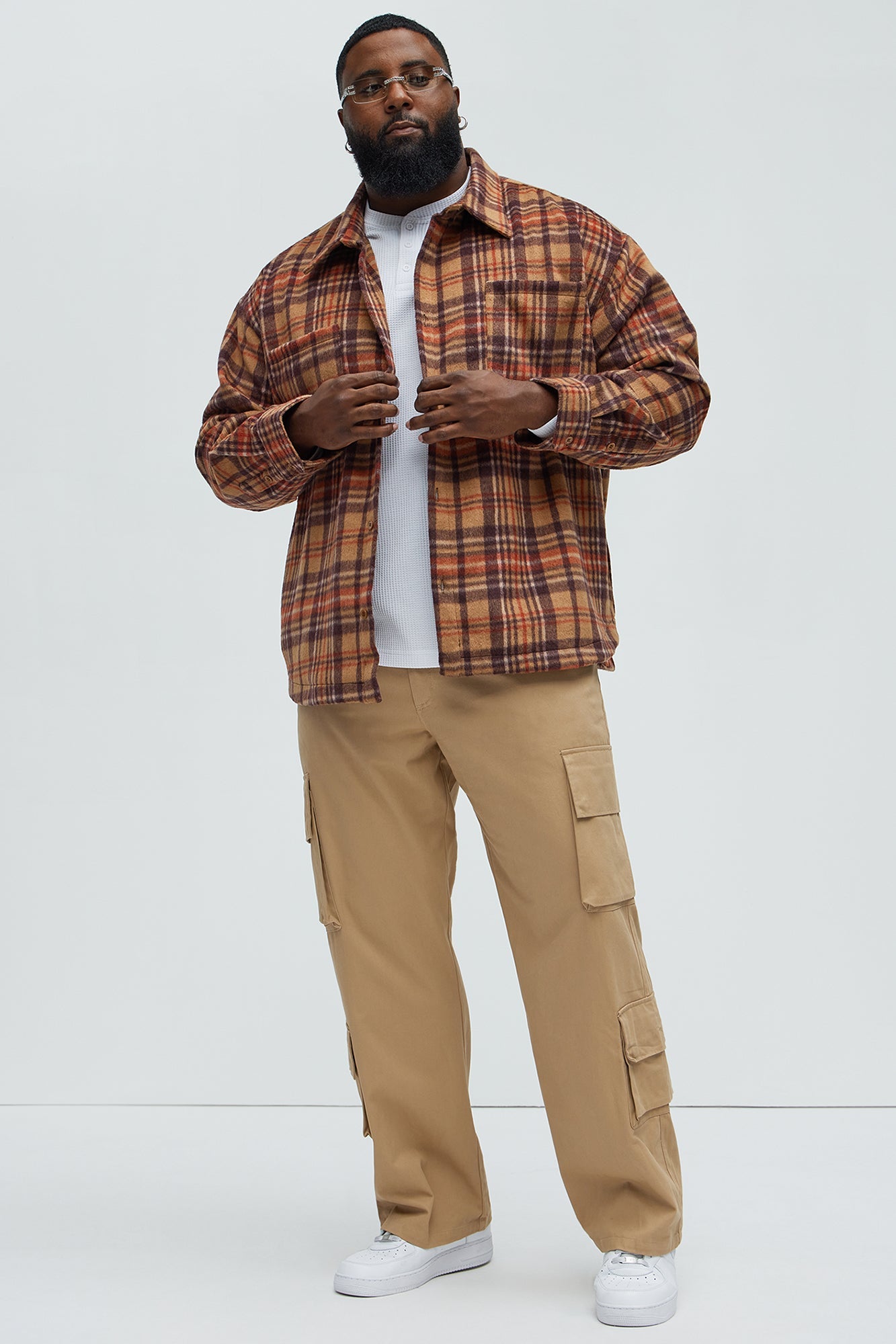 Come See Me Plaid Shacket - Brown