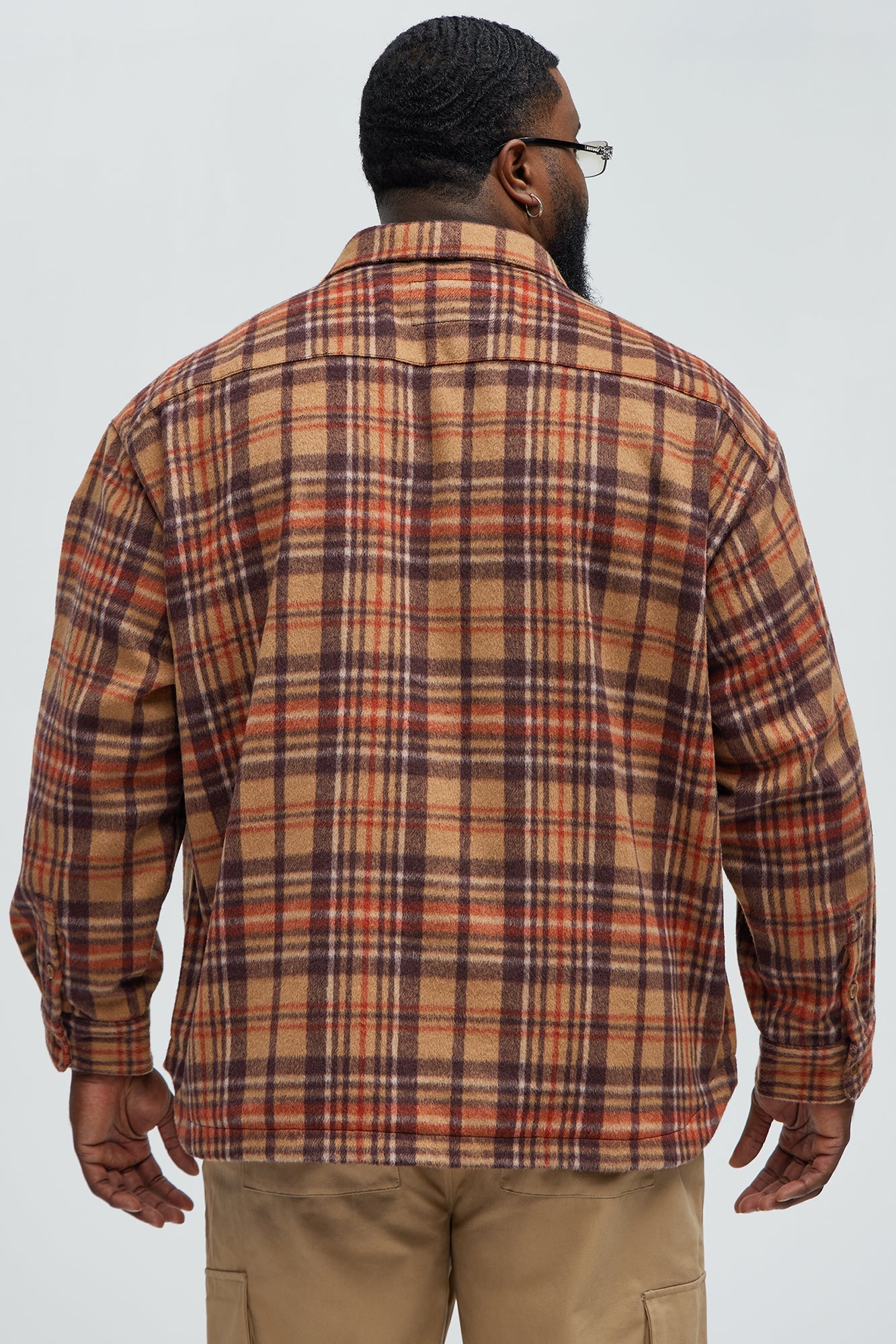 Come See Me Plaid Shacket - Brown