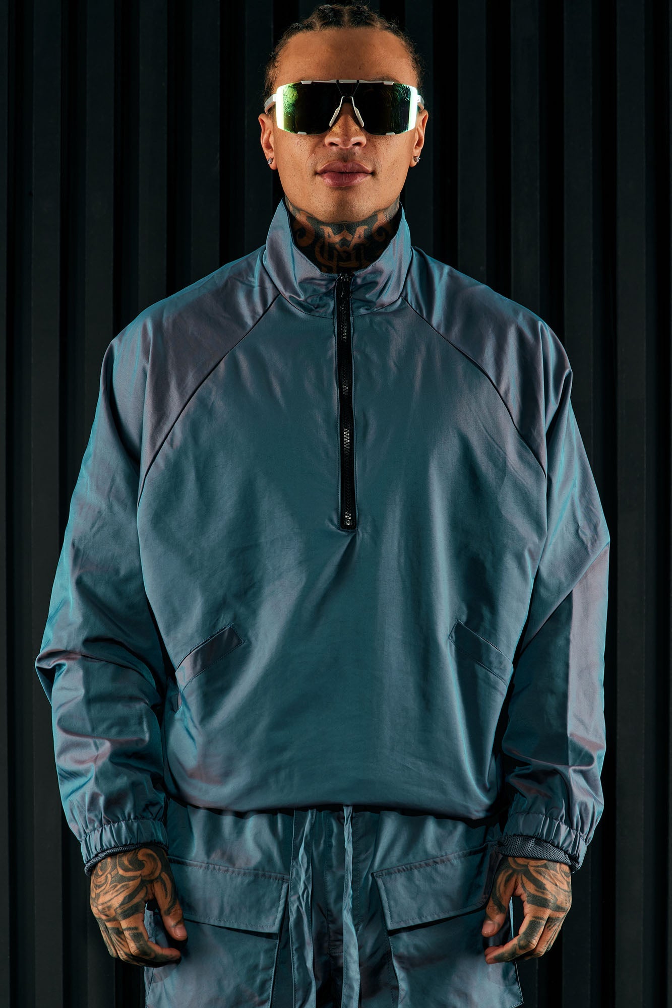 Stormy Iridescent Nylon Anorak - Blue