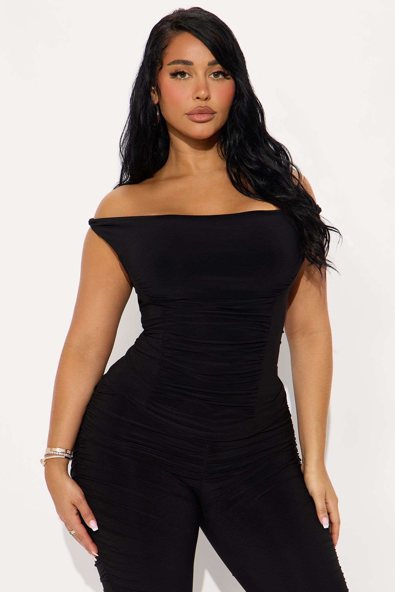 Vanessa Off Shoulder Pant Set - Black