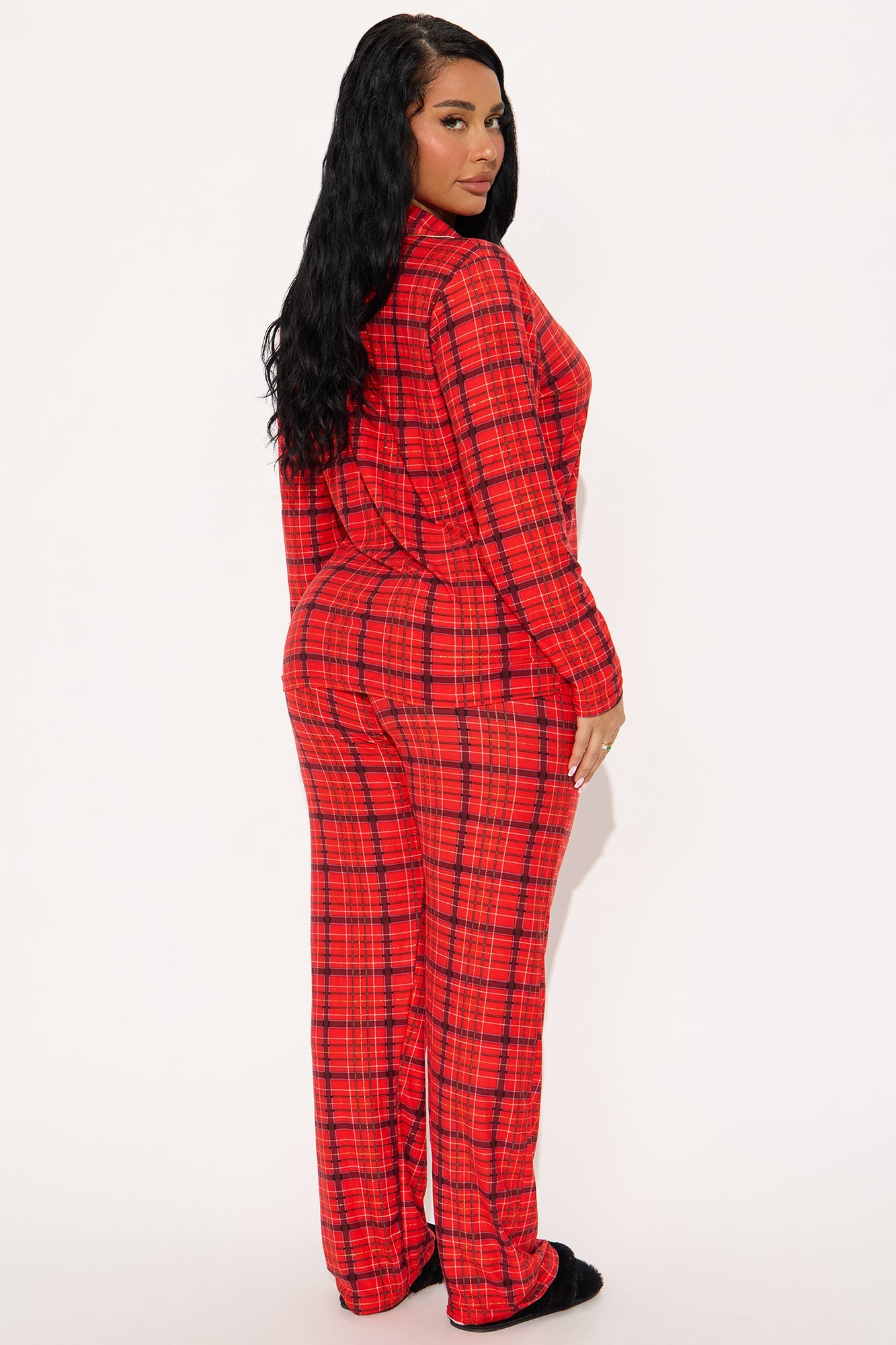 Santa Baby Embroidered Glitter Long Sleeve PJ Pant Set - Red