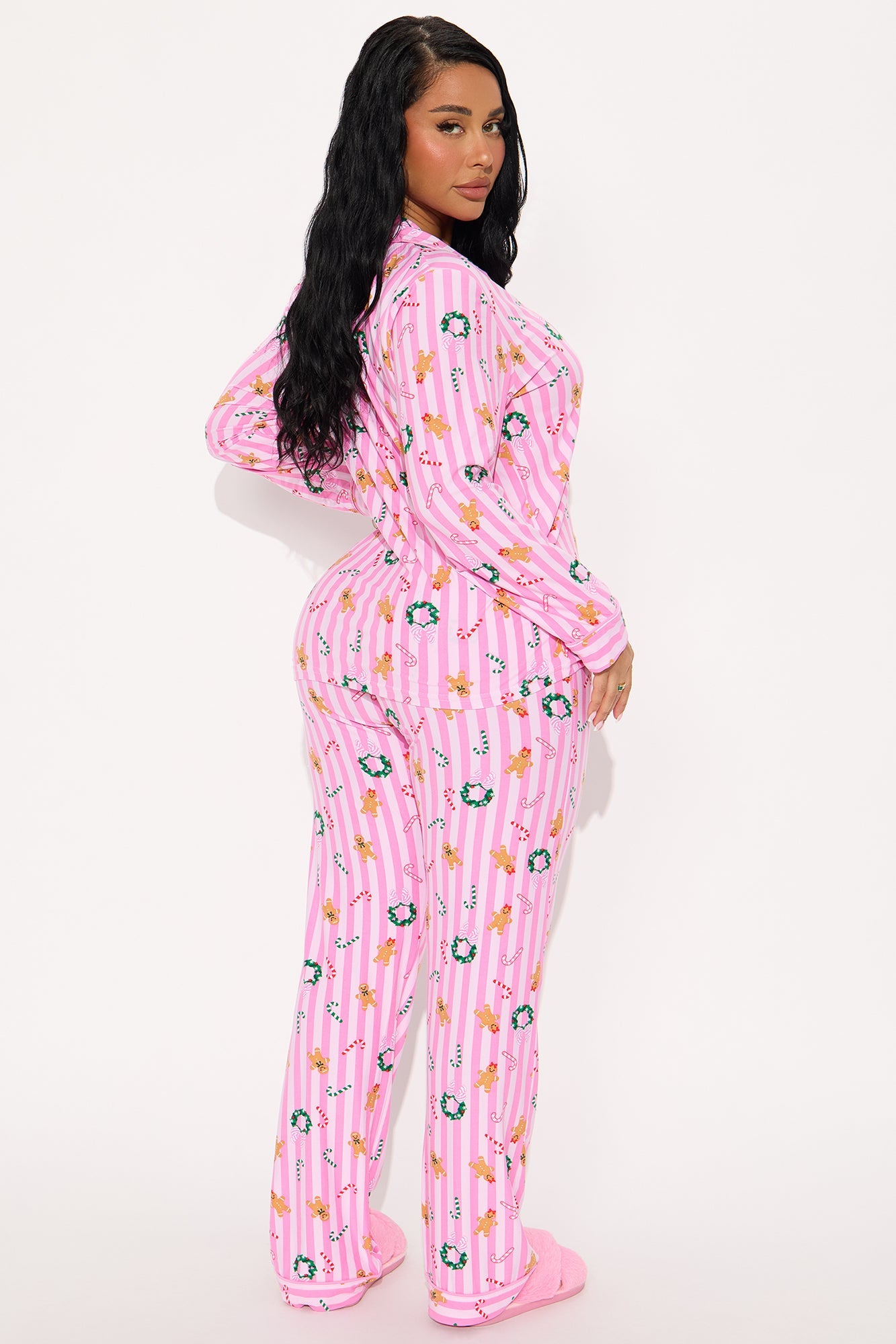 Sweets For Santa Long Sleeve PJ Pant Set - Pink/combo