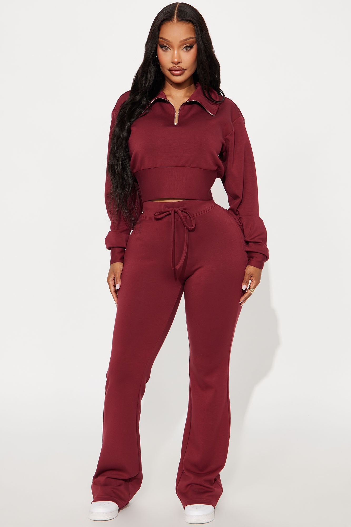 Sabrina Ultra Soft Quarter Zip Sweatshirt - Burgundy