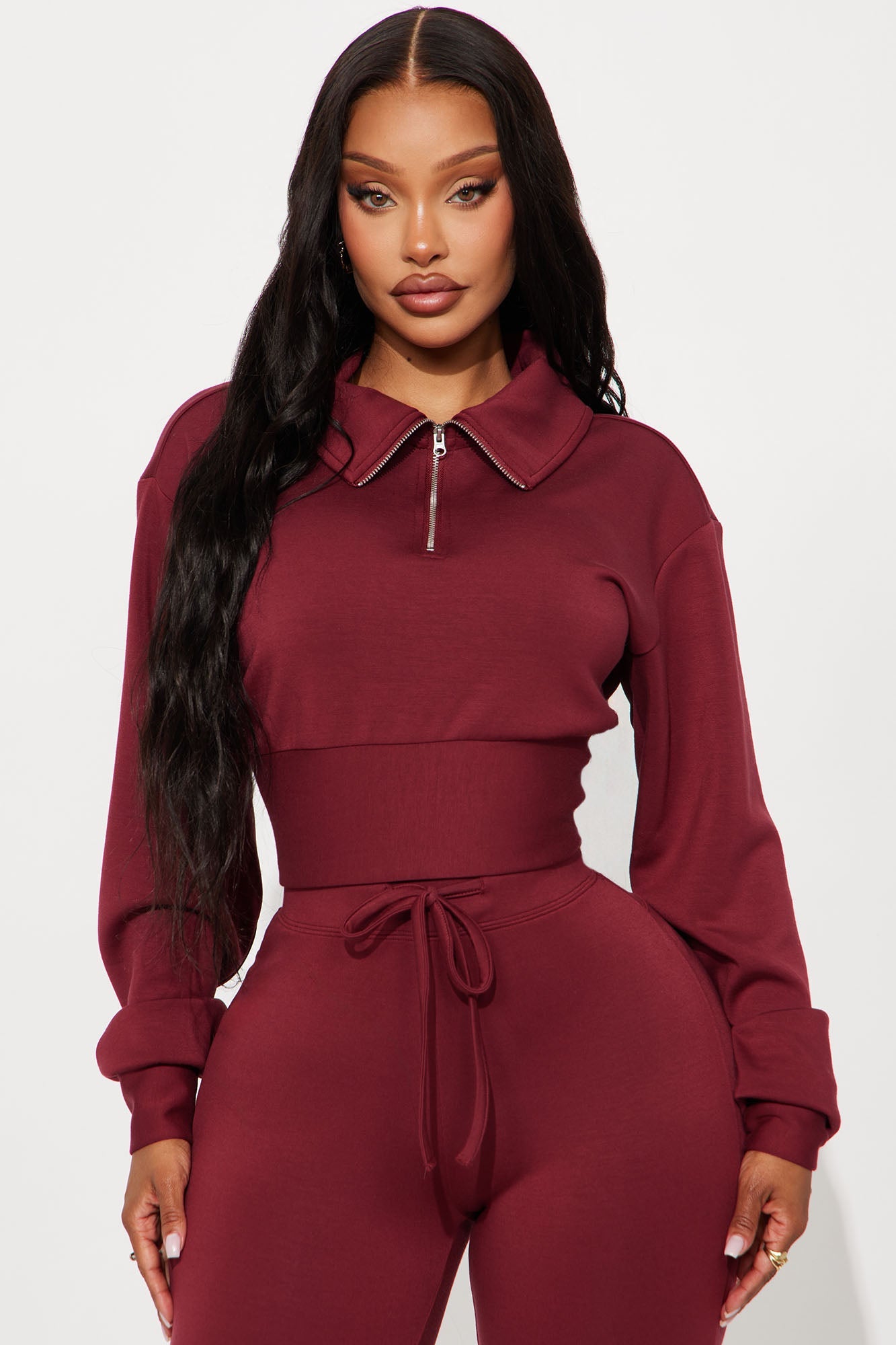 Sabrina Ultra Soft Quarter Zip Sweatshirt - Burgundy