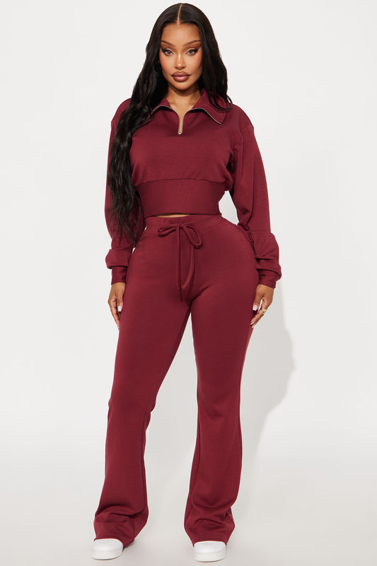 Sabrina Ultra Soft Flare Sweatpant - Burgundy