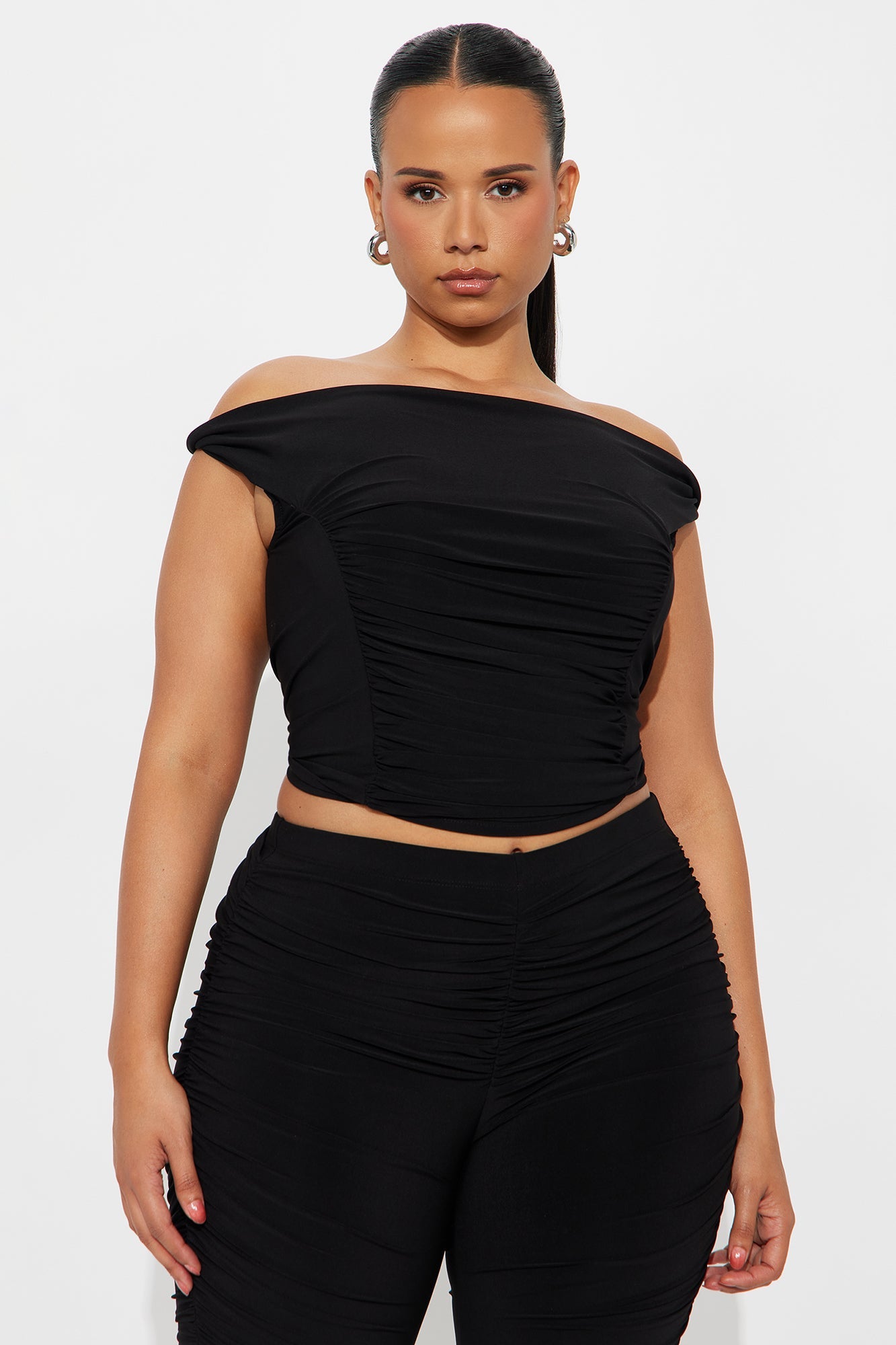 Vanessa Off Shoulder Pant Set - Black