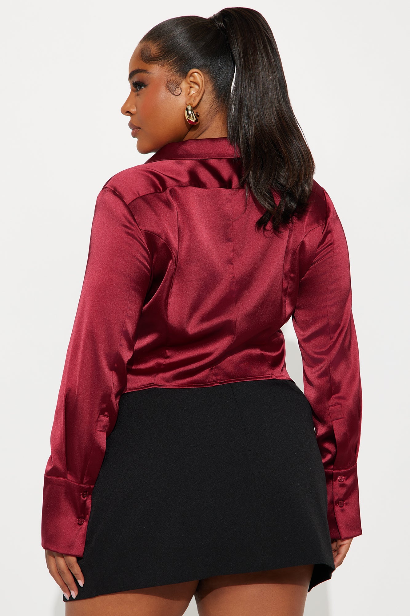 Emotionally Expensive Satin Shirt - Wine