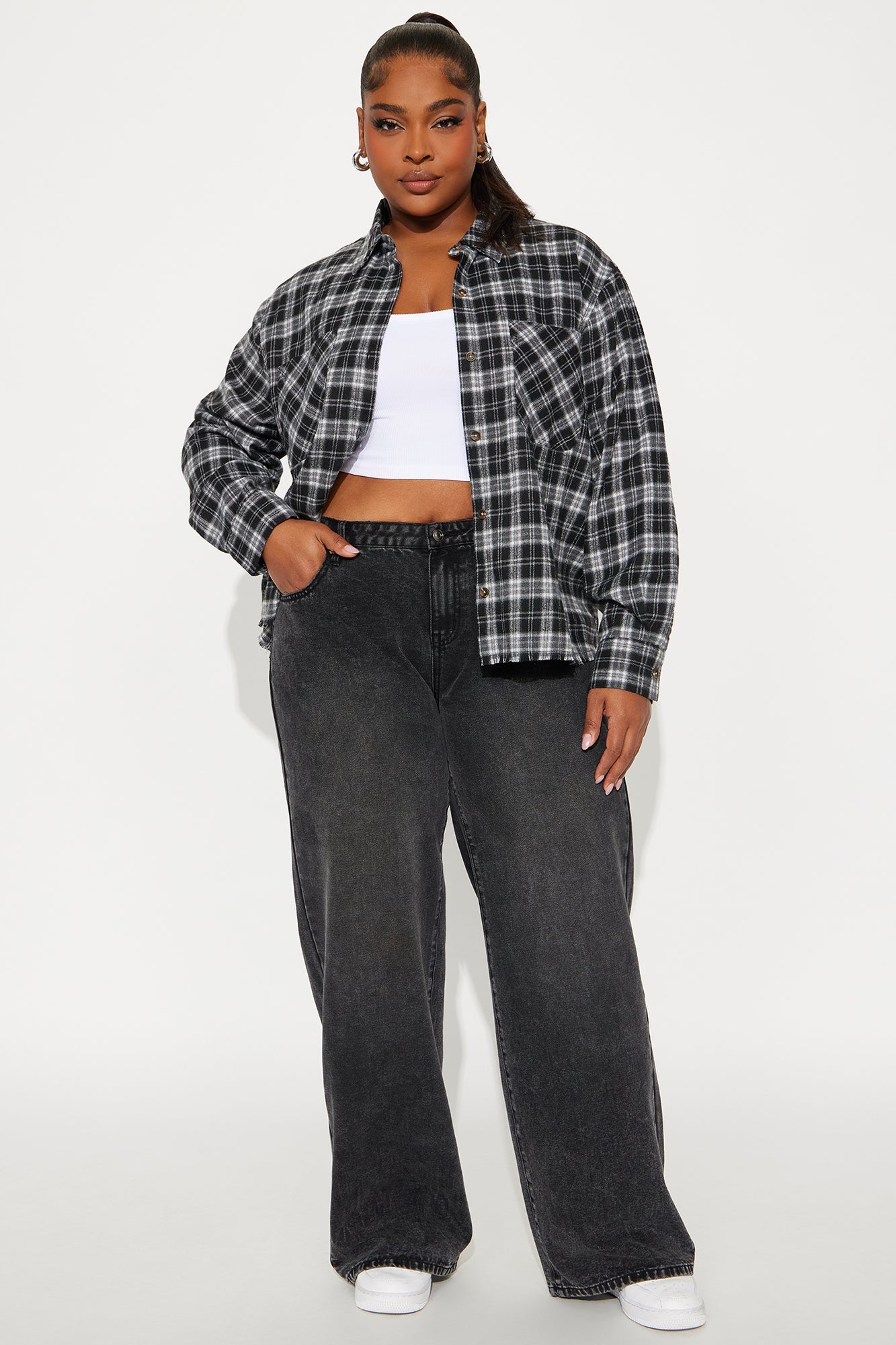 Downtown Drive Plaid Flannel Shirt - Black/combo