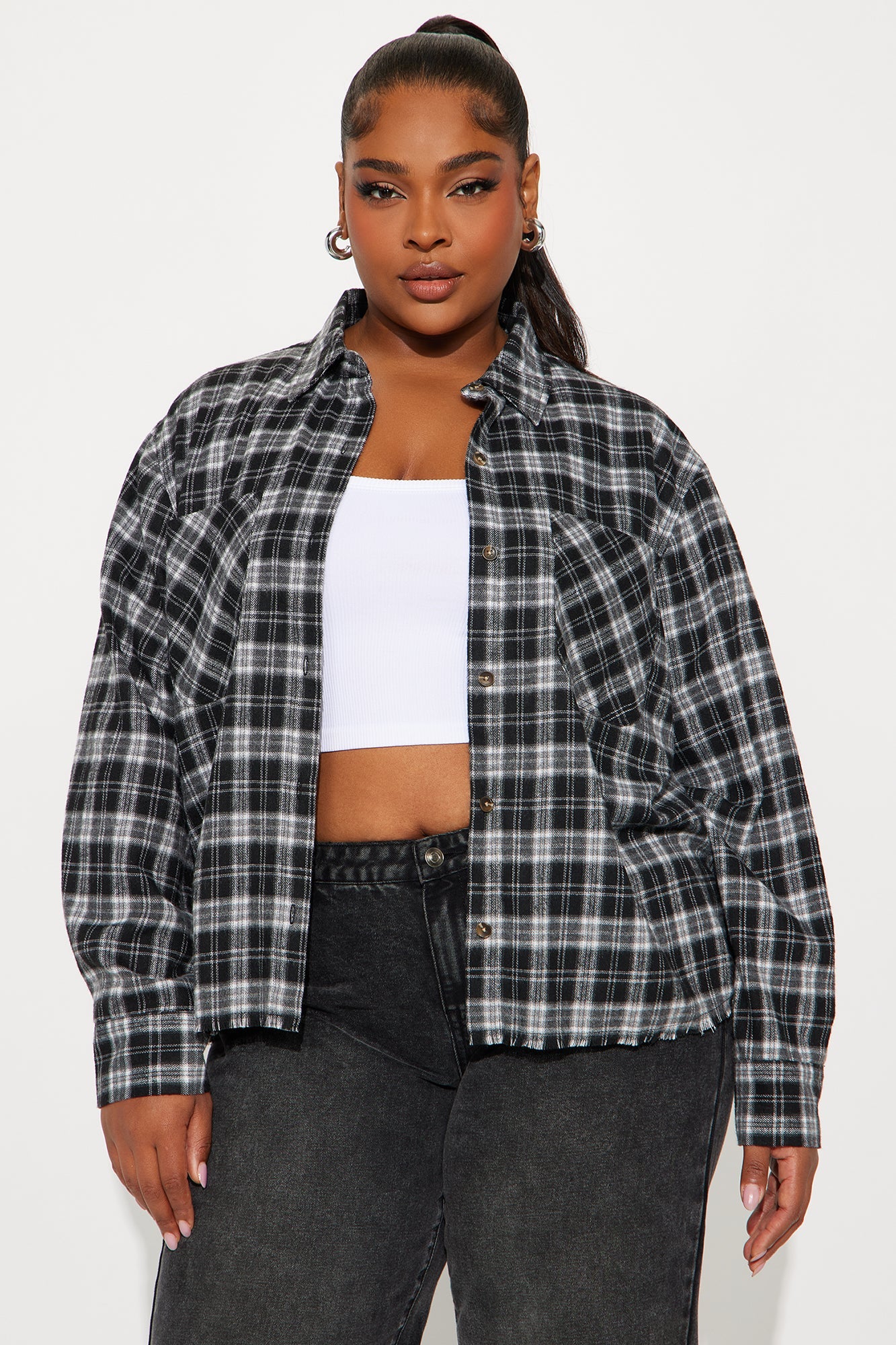 Downtown Drive Plaid Flannel Shirt - Black/combo