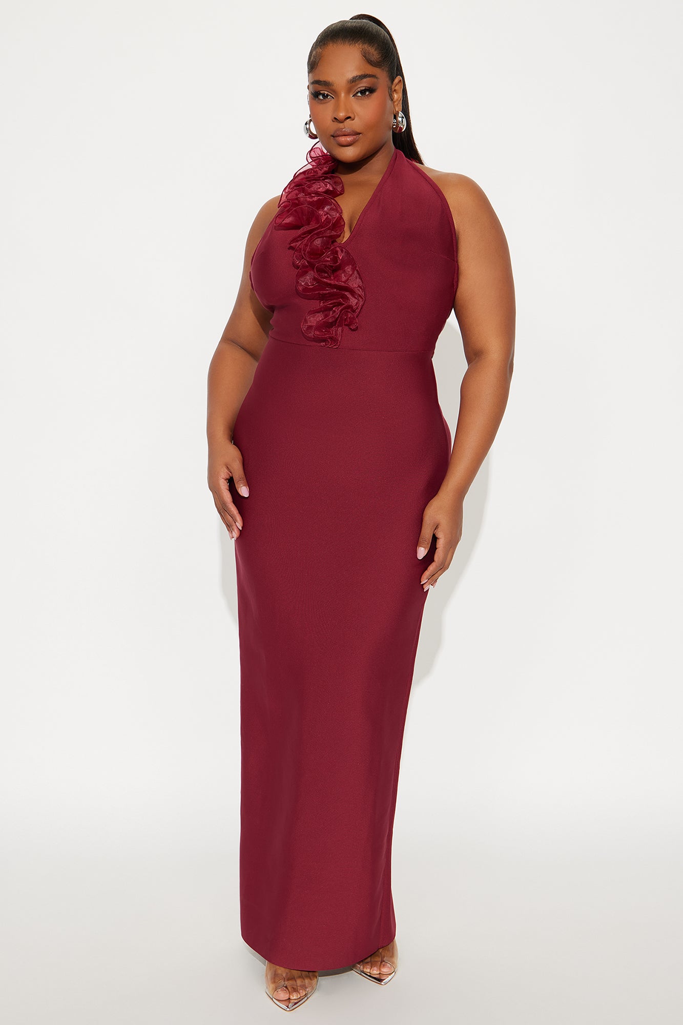 Bold Heart Ruffle Gown - Wine