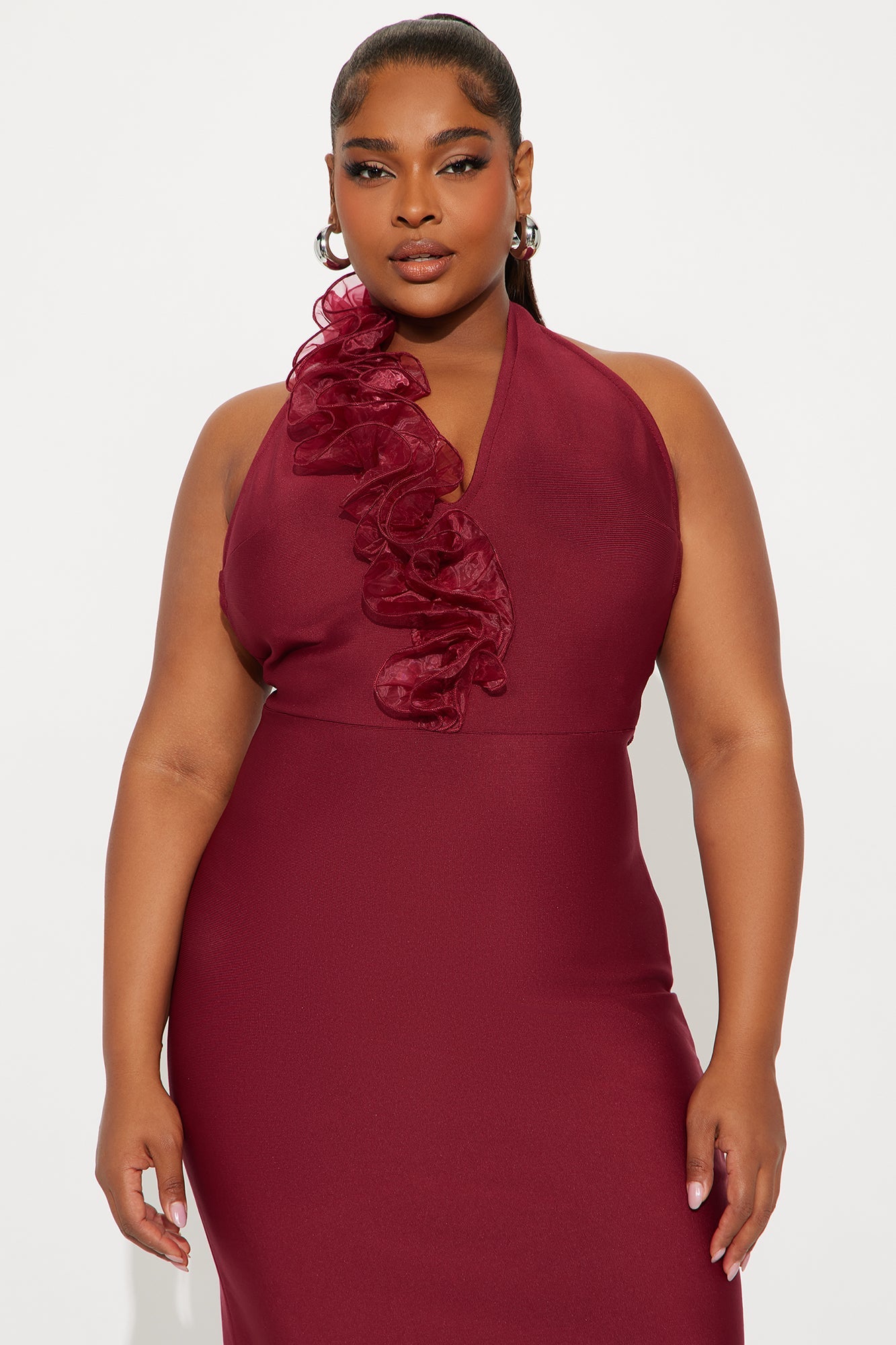 Bold Heart Ruffle Gown - Wine