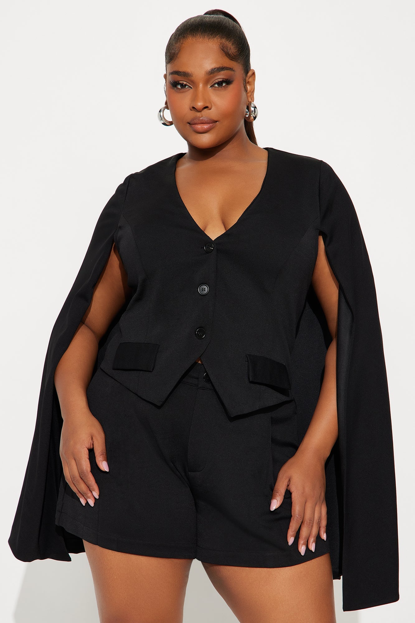 Classy Babe Draped Romper - Black