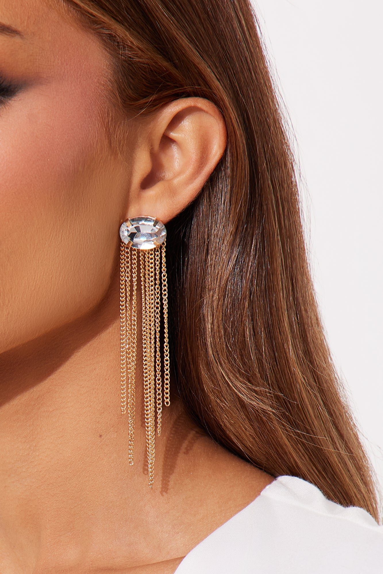 Disco Drape Drop Earrings - Gold