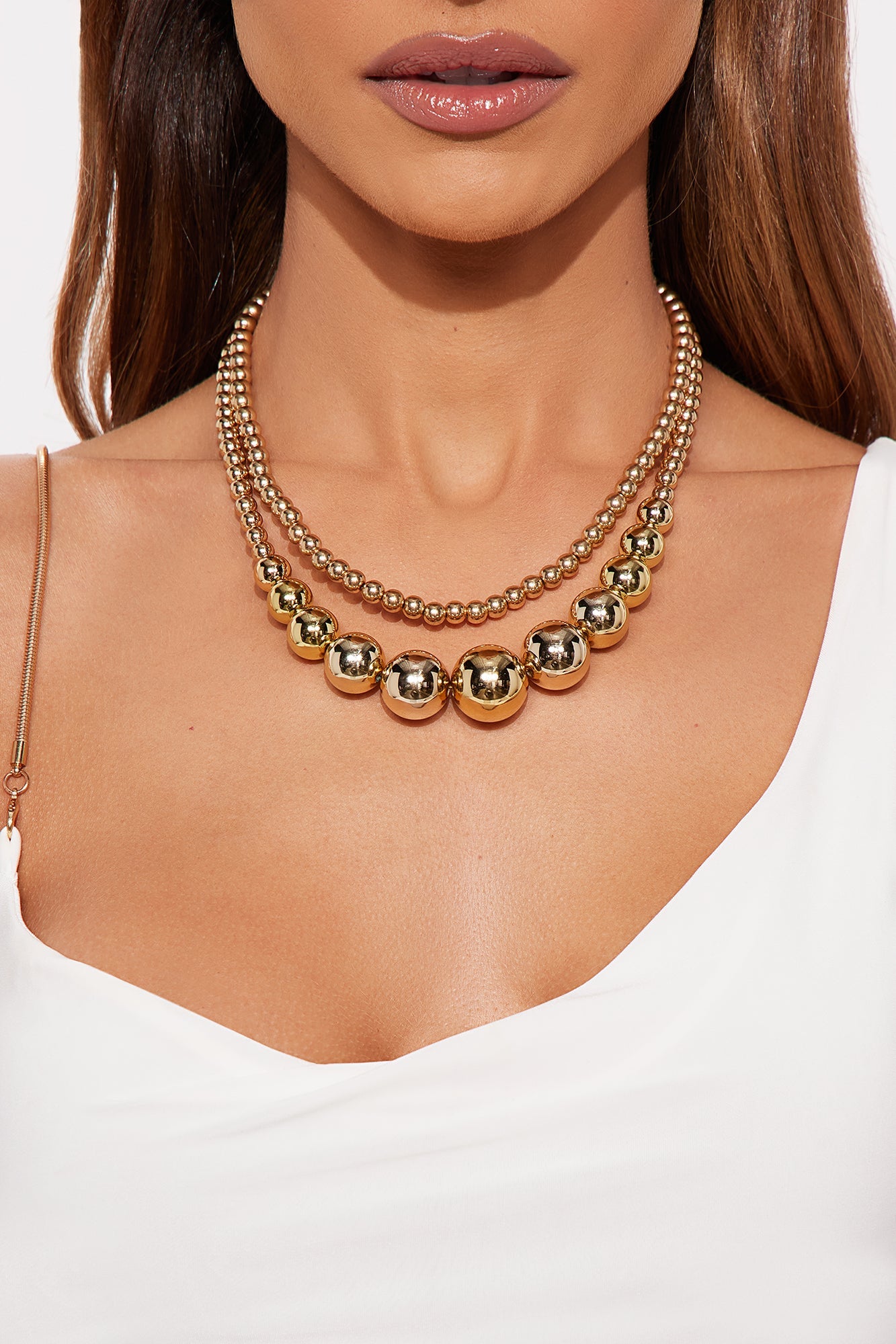 Bubble Pop Beaded Layered Necklace - Gold