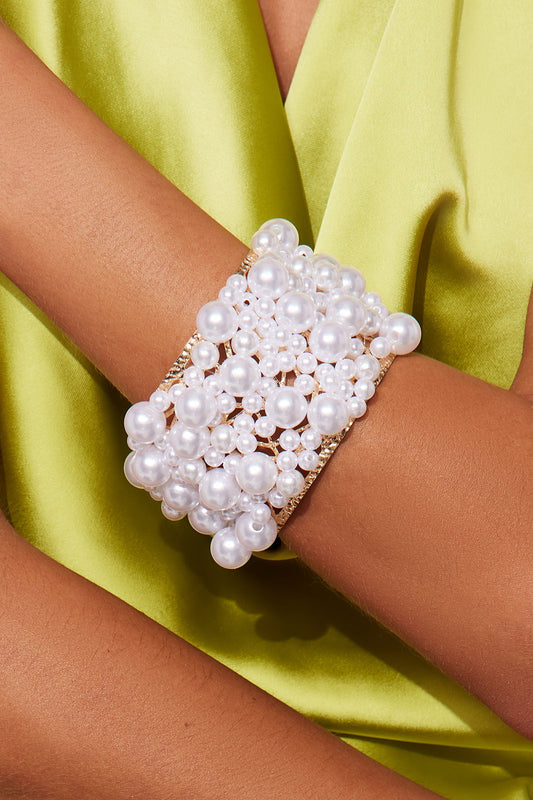 Eye Of Elegance Pearl Cuff Bracelet - Gold