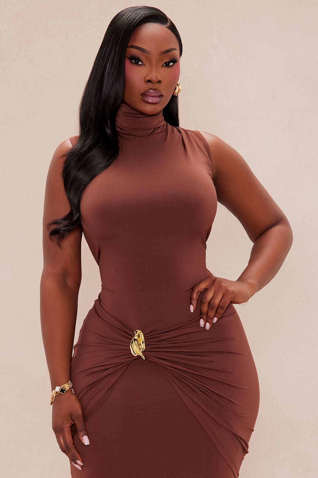 Shay Double Lined Maxi Dress - Chocolate