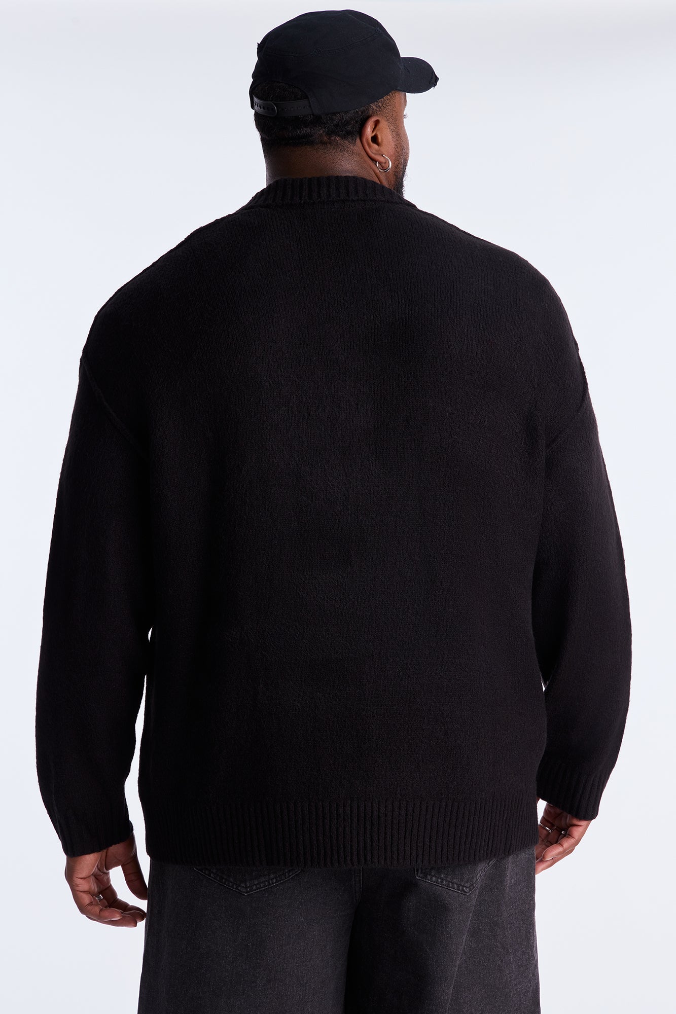 Oversized Polo Sweater - Black
