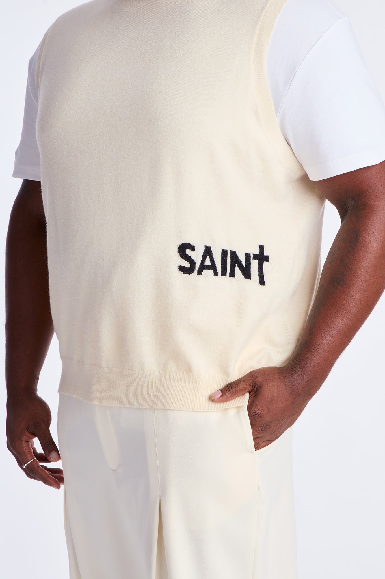 Relaxed Saint Sweater Vest - Cream/combo