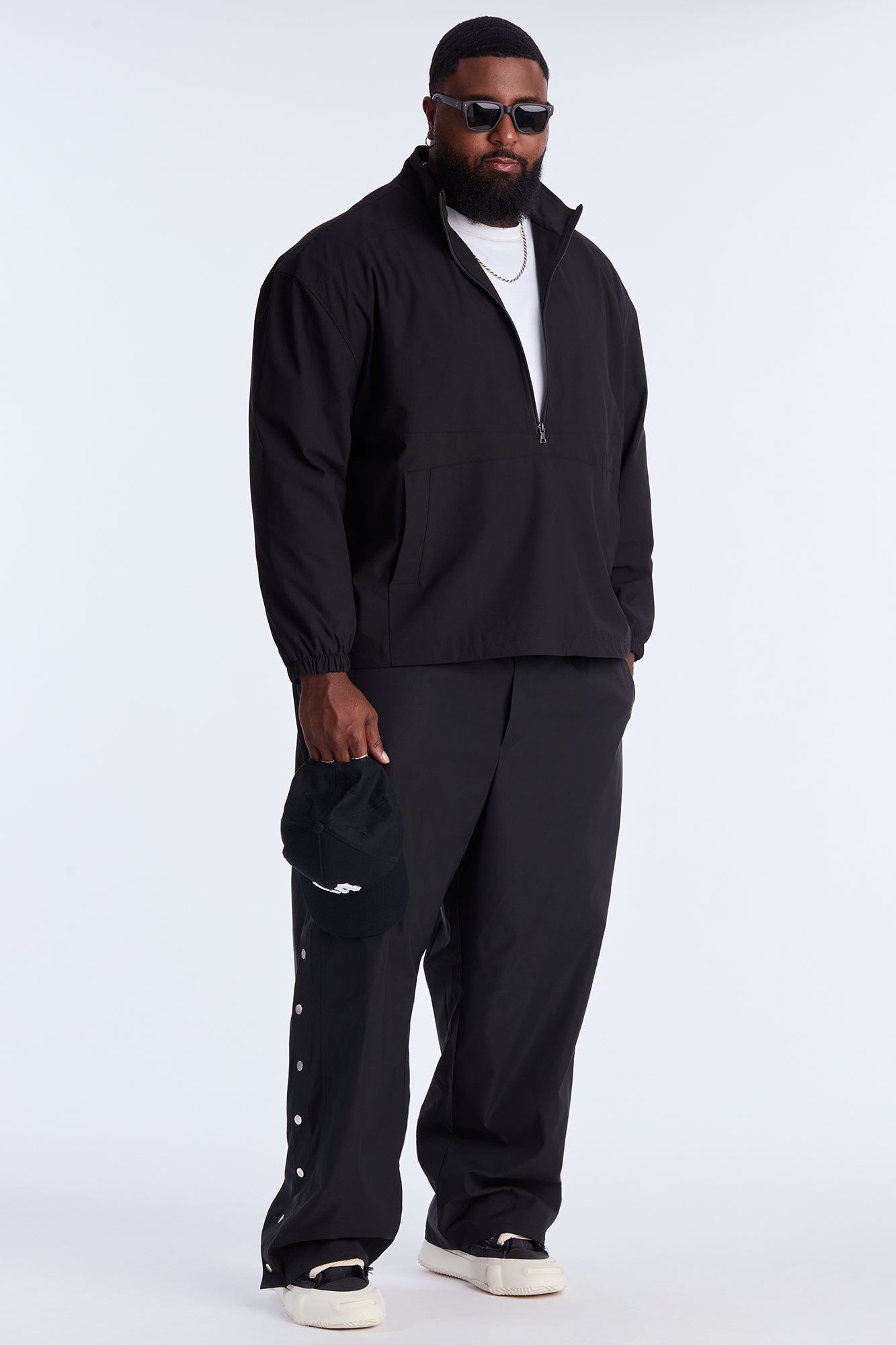 Baggy Lose Control Snap Button Pant - Black