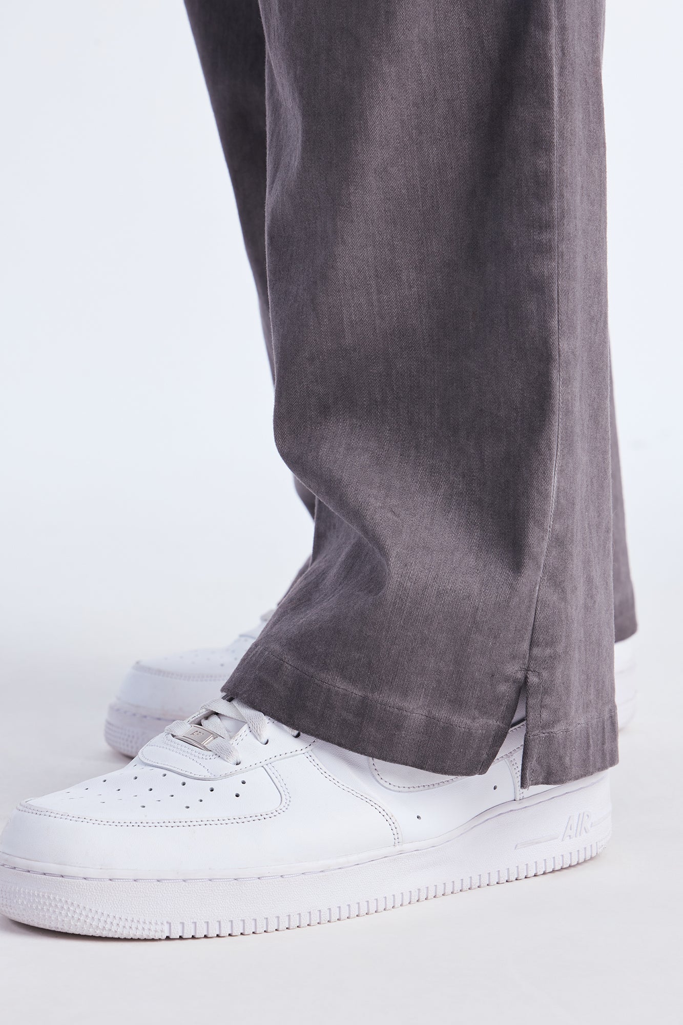 Straight Faded Out Slit E-Waist Pant - Grey