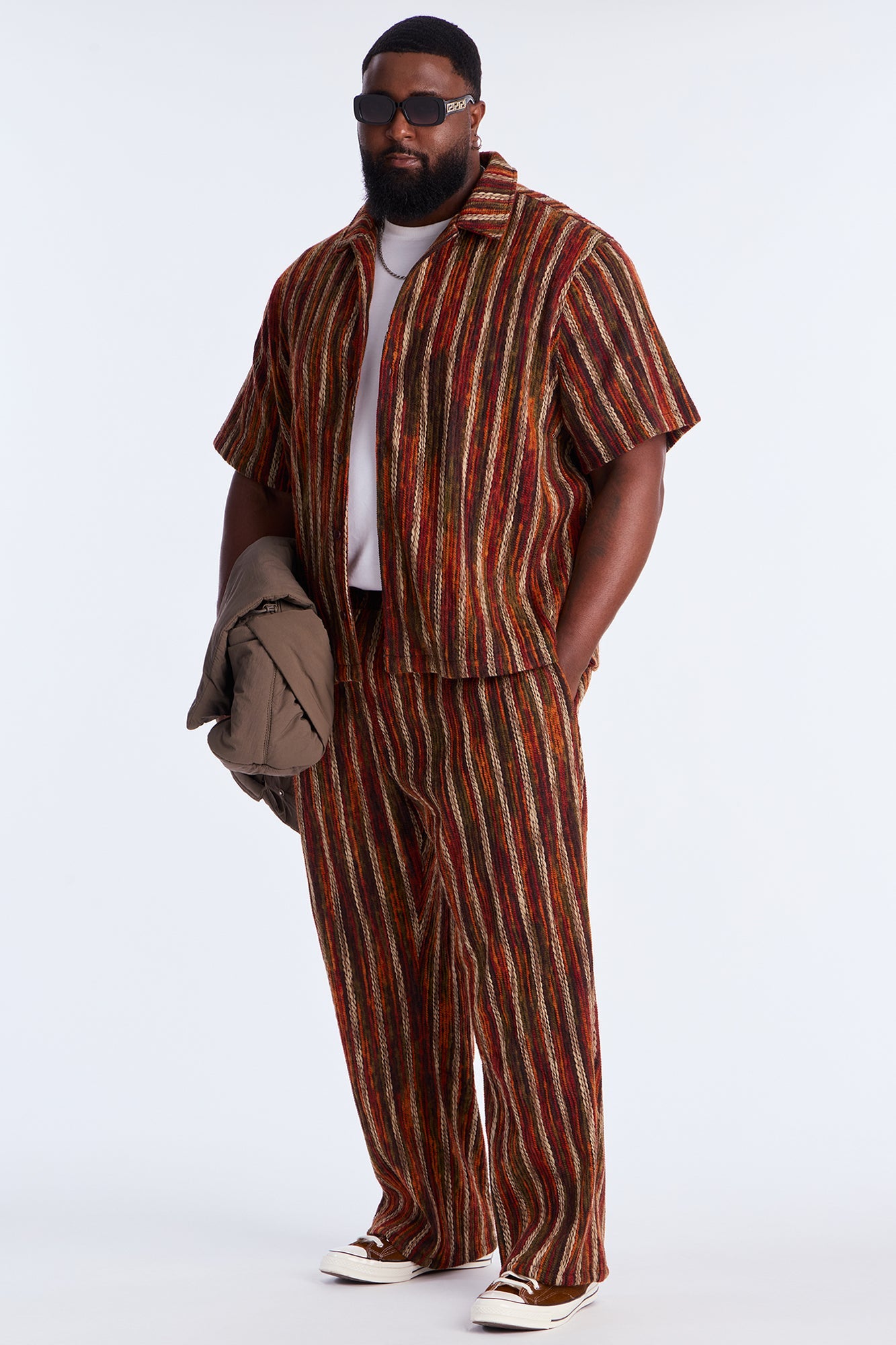 Straight Melange Yarn Knit Pant - Brown/combo