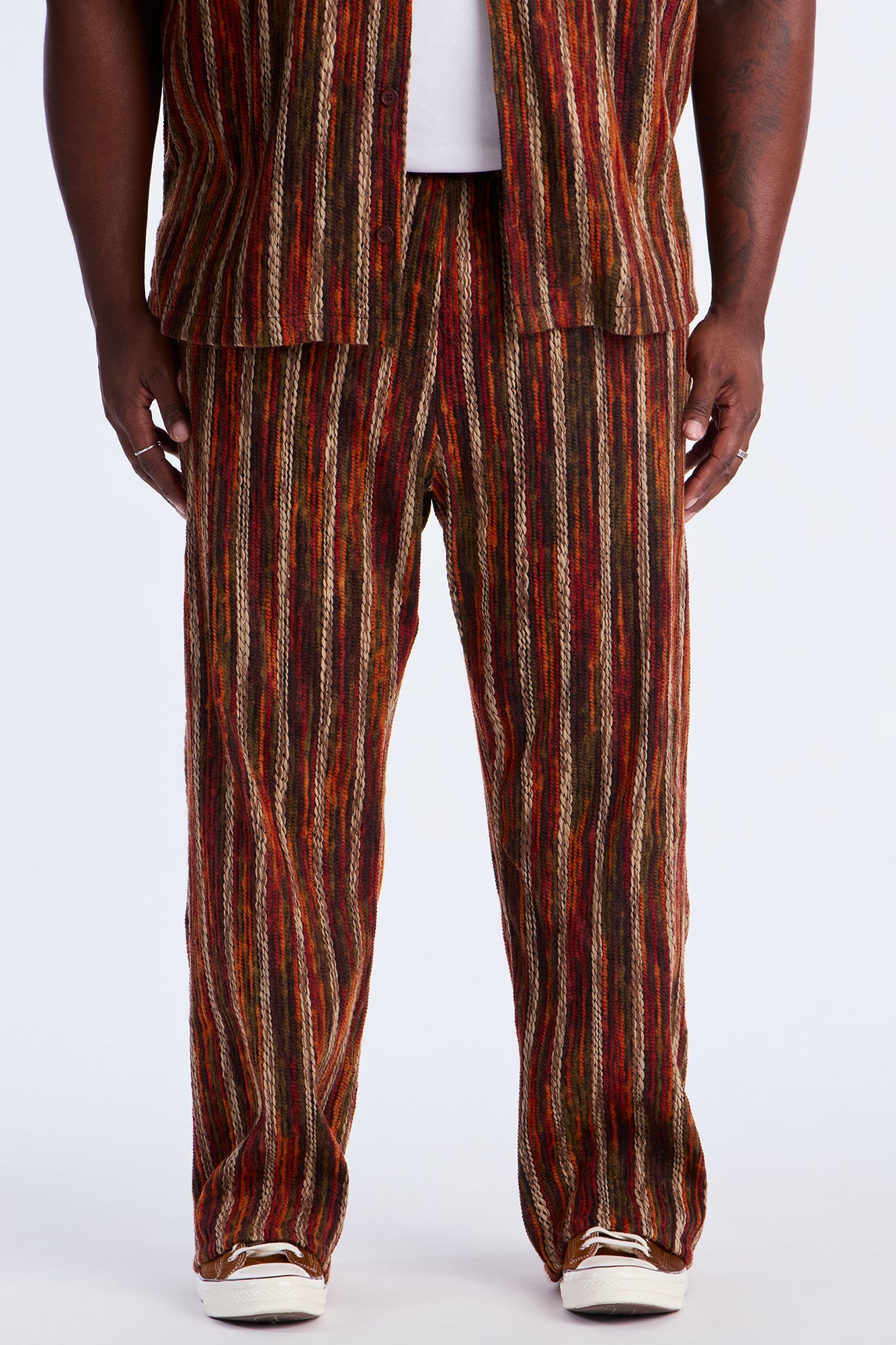 Straight Melange Yarn Knit Pant - Brown/combo
