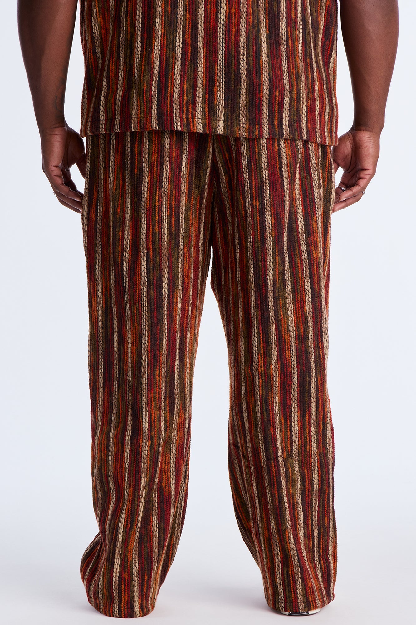 Straight Melange Yarn Knit Pant - Brown/combo