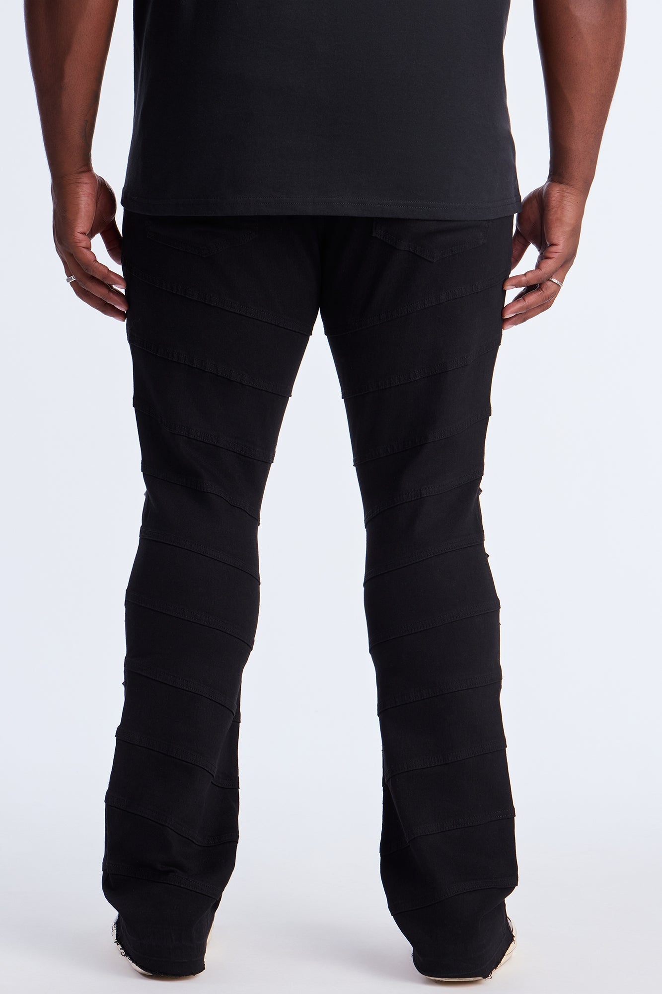 Stacked Skinny Flare Studded On Panels Jean - Black