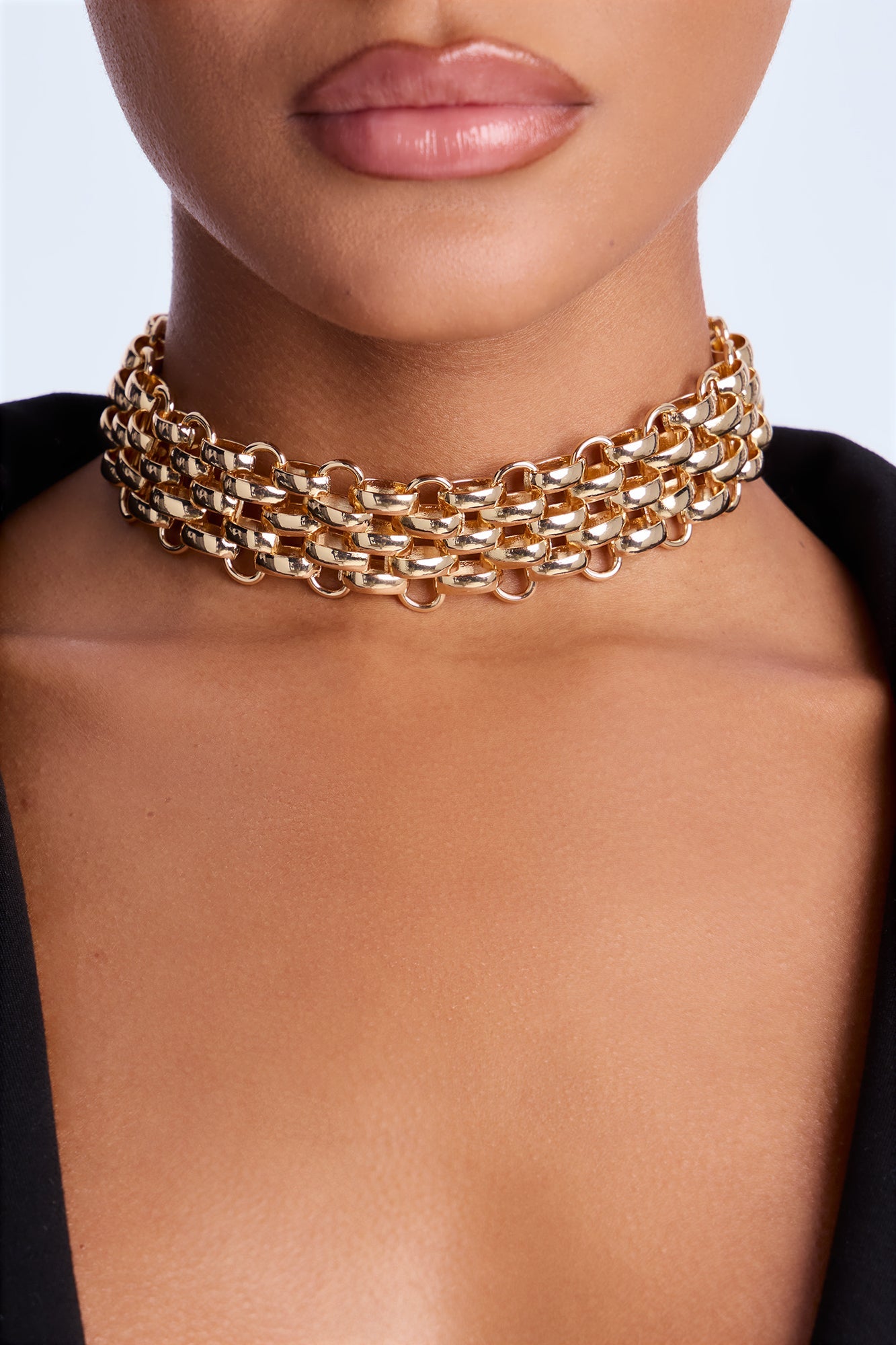 Linked Up Choker Necklace - Gold