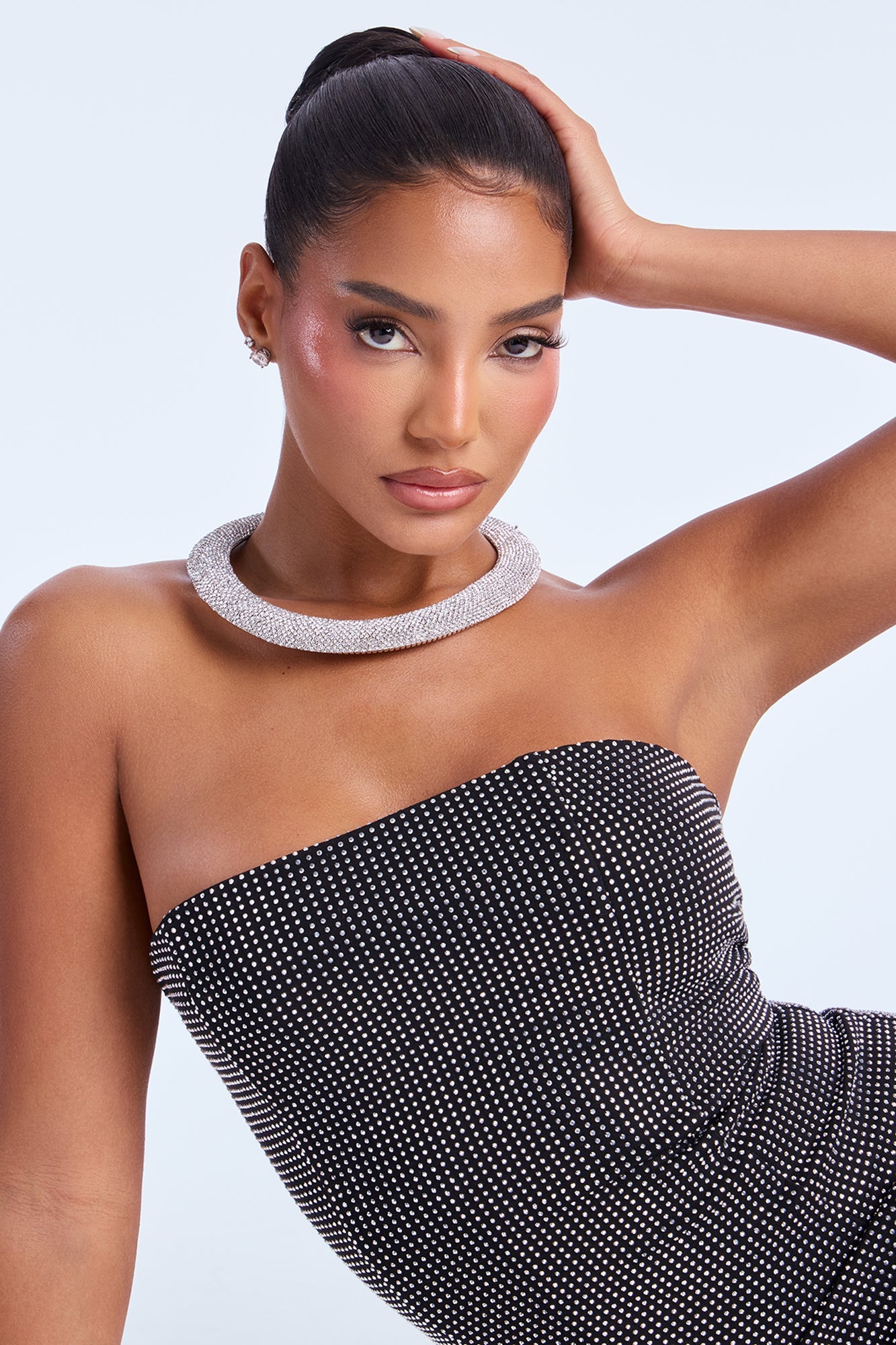 Never Settle Rhinestones Necklace - Silver