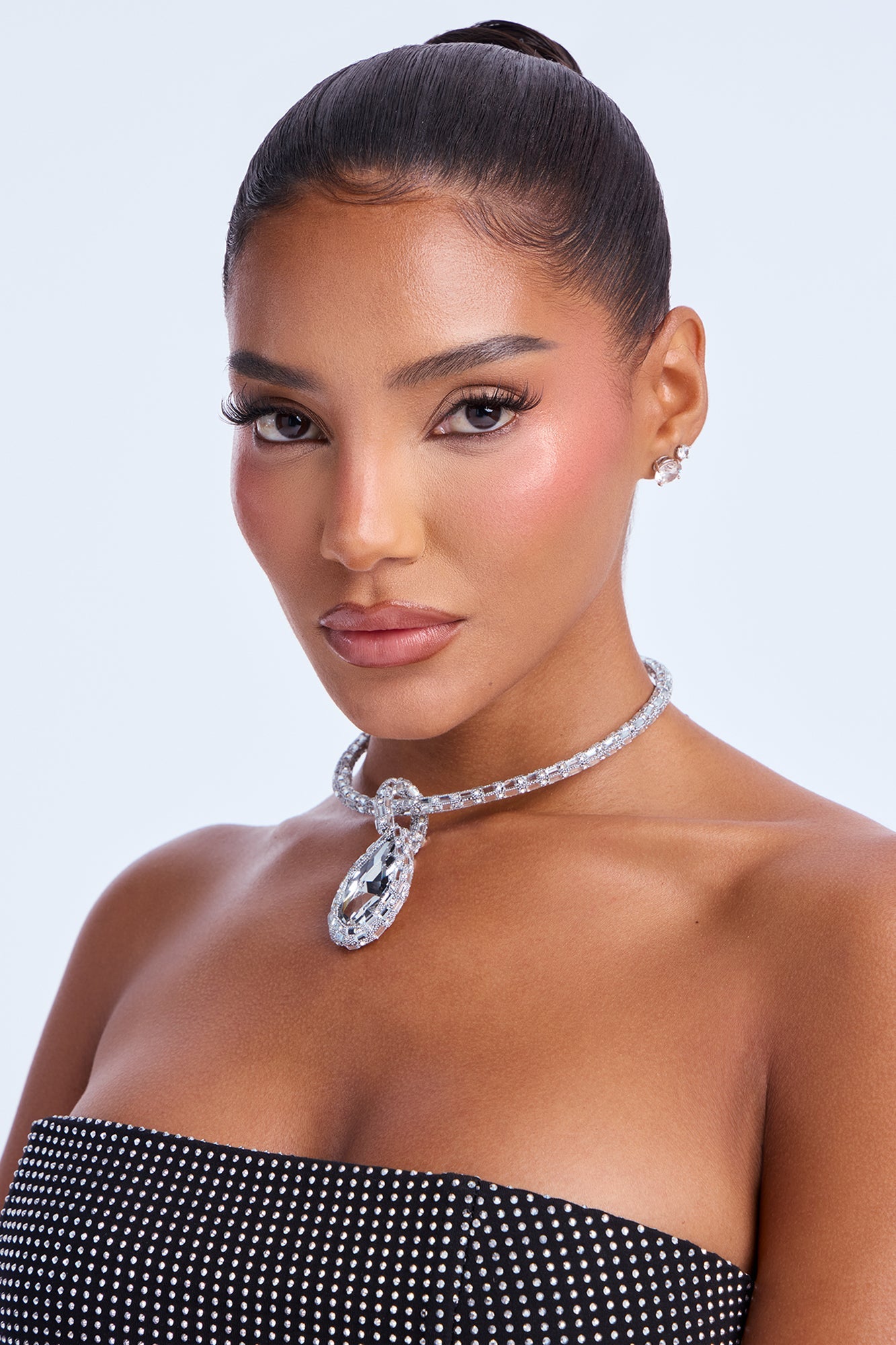 She's Expensive Jeweled Pendant Necklace - Silver