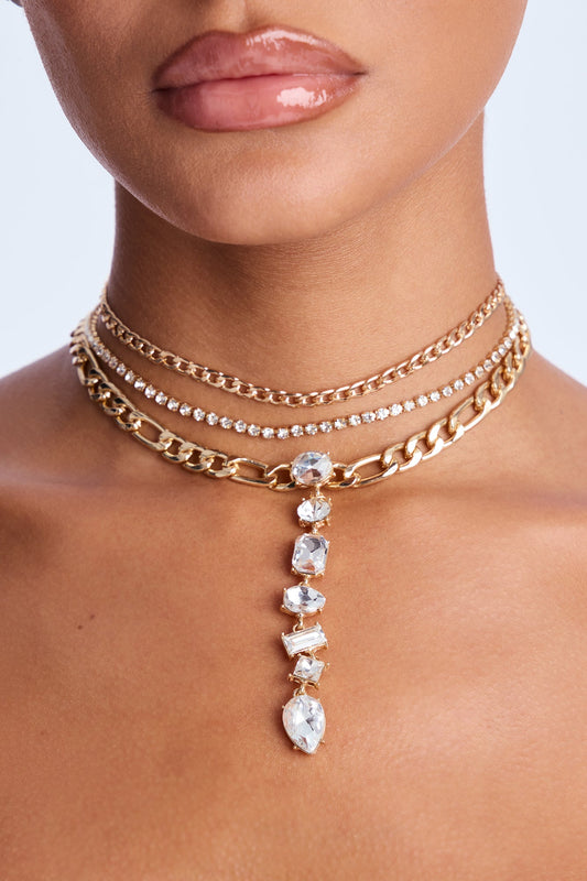 Night Out Jeweled Choker Necklace - Gold