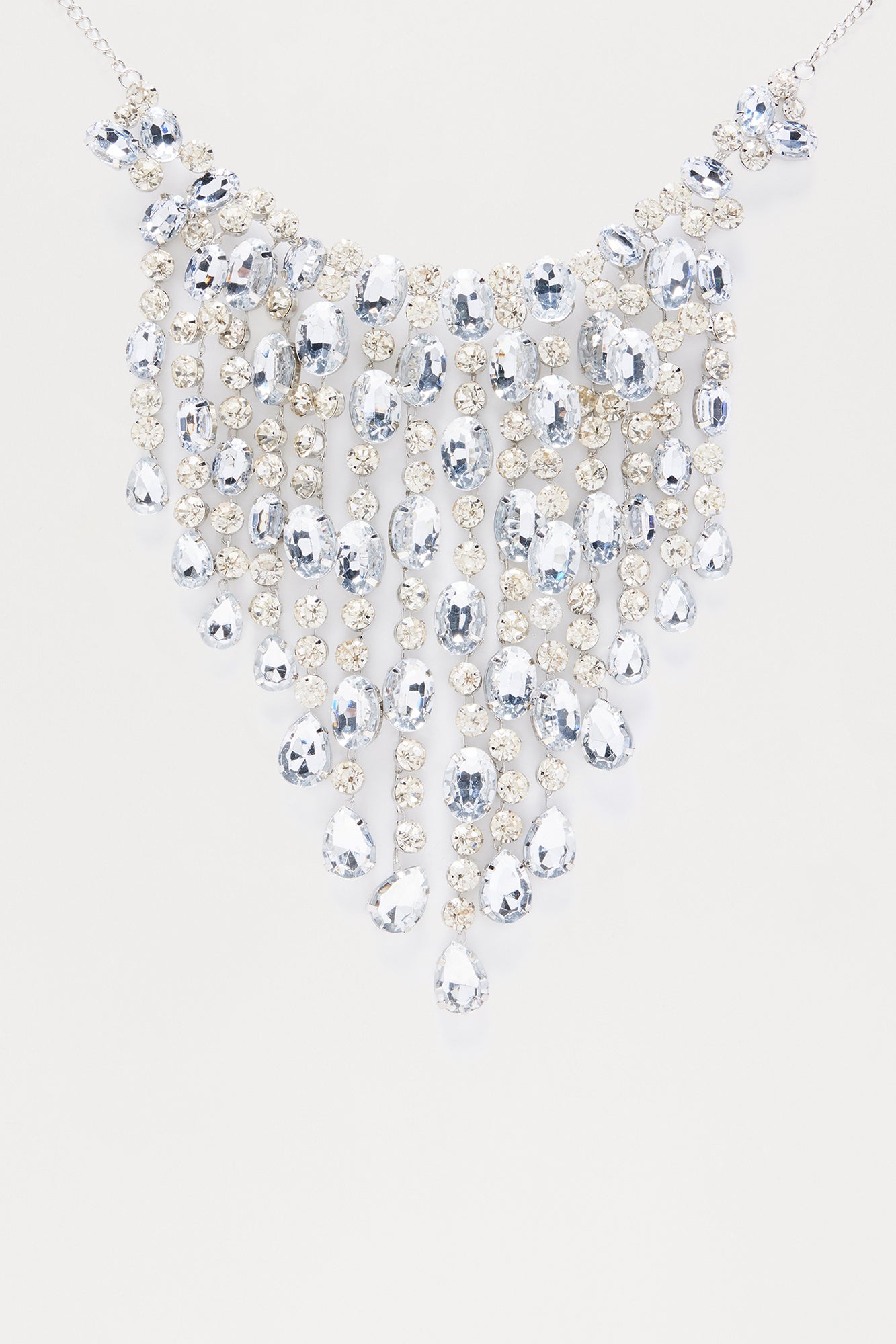Crystal Cascade Necklace - Silver