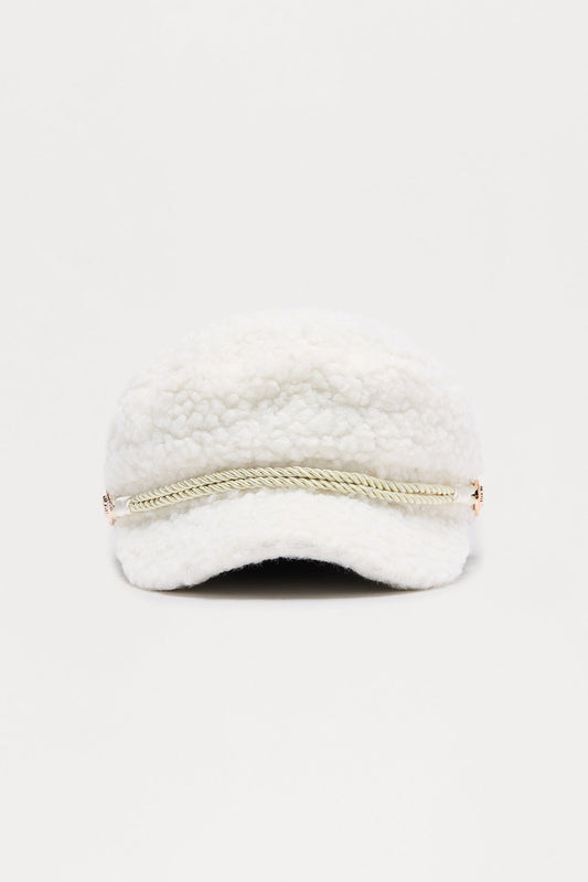 Fav Coffee Shop Sherpa Cabbie Hat - Ivory